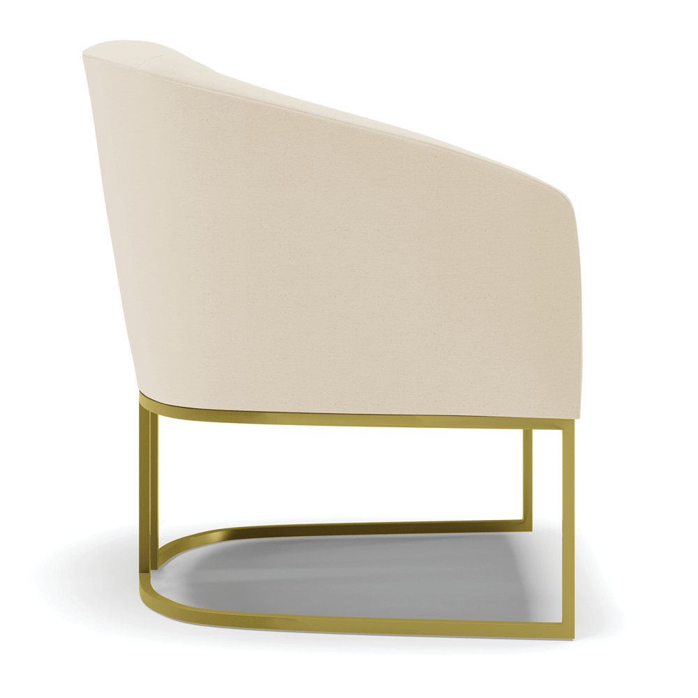 Kit 02 Poltronas Stella Linho Base Metálica Industrial Dourado - D'Rossi