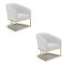 Kit 02 Poltronas Stella Linho Cinza A05 Base Metálica Industrial Dourado - D'Rossi