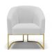 Kit 02 Poltronas Stella Linho Cinza A05 Base Metálica Industrial Dourado - D'Rossi