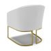 Kit 02 Poltronas Stella Linho Cinza A05 Base Metálica Industrial Dourado - D'Rossi