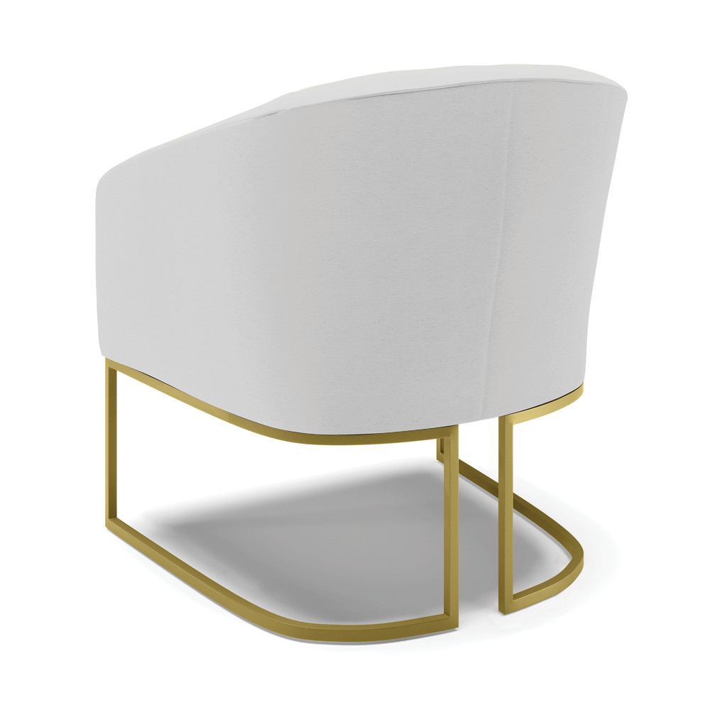Kit 02 Poltronas Stella Linho Cinza A05 Base Metálica Industrial Dourado - D'Rossi