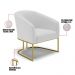 Kit 02 Poltronas Stella Linho Cinza A05 Base Metálica Industrial Dourado - D'Rossi