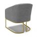 Kit 02 Poltronas Stella Linho Grafite A26 Base Metálica Industrial Dourado - D'Rossi