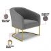 Kit 02 Poltronas Stella Linho Grafite A26 Base Metálica Industrial Dourado - D'Rossi