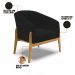 Kit 02 Poltronas Stella Linho Preto A79 Base Madeira Castanho - D'Rossi