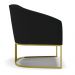 Kit 02 Poltronas Stella Linho Preto A79 Base Metálica Industrial Dourado - D'Rossi