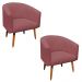 Kit 02 Poltronas Stella Linho Whisky Rosê A106 Pés Palito Castanho - D'Rossi