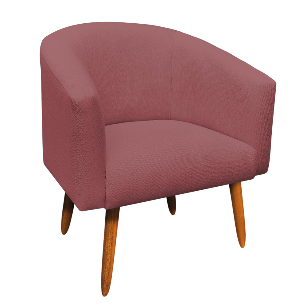 Kit 02 Poltronas Stella Linho Whisky Rosê A106 Pés Palito Castanho - D'Rossi