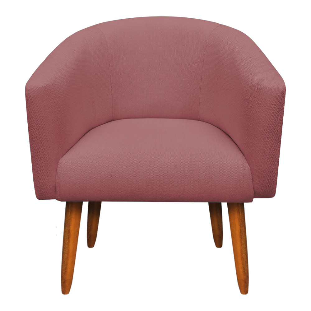 Kit 02 Poltronas Stella Linho Whisky Rosê A106 Pés Palito Castanho - D'Rossi