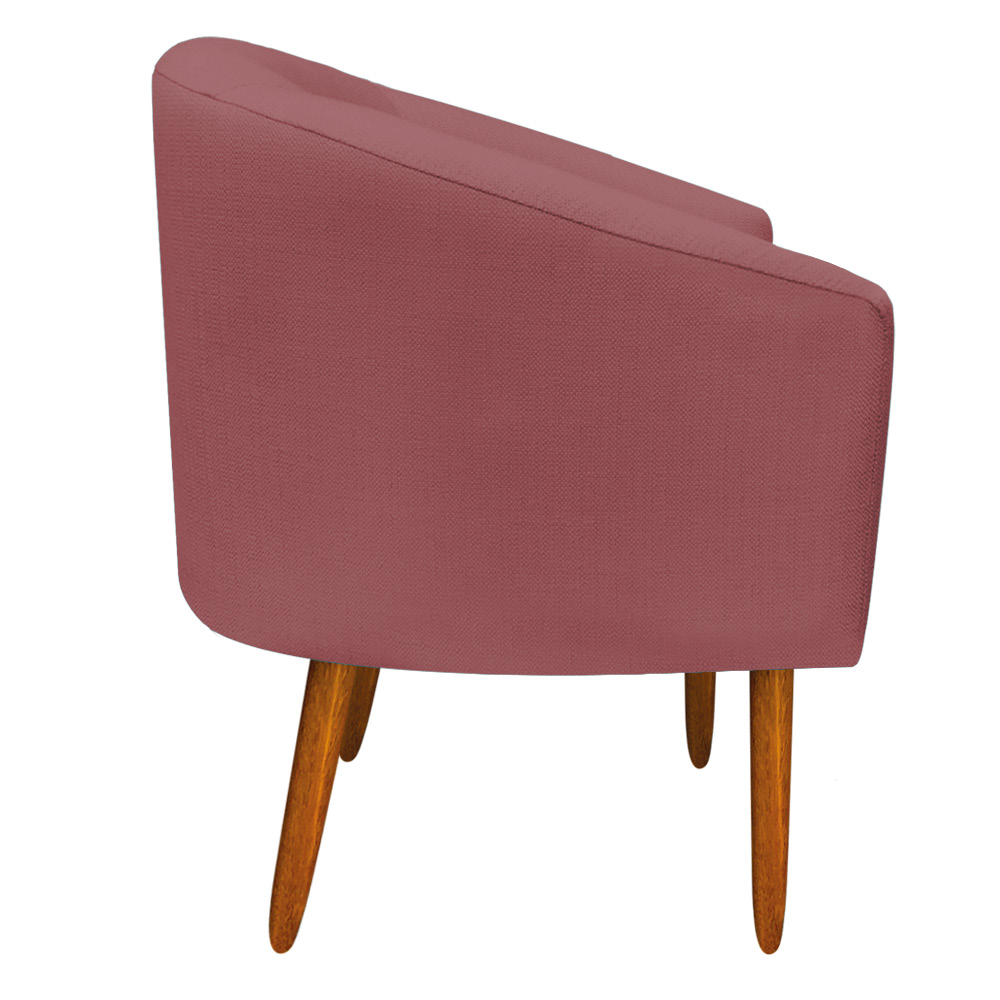 Kit 02 Poltronas Stella Linho Whisky Rosê A106 Pés Palito Castanho - D'Rossi