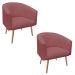 Kit 02 Poltronas Stella Linho Whisky Rosê A106 Pés Palito Natural - D'Rossi