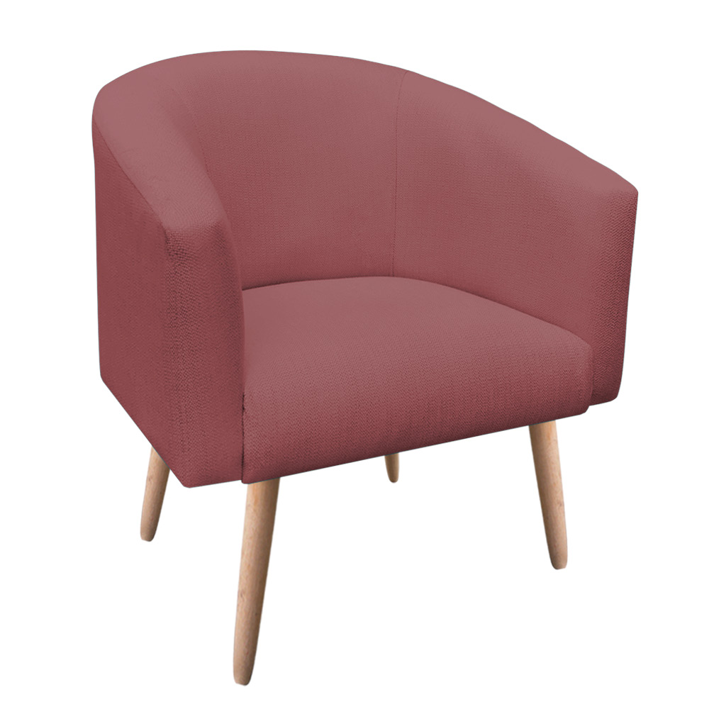 Kit 02 Poltronas Stella Linho Whisky Rosê A106 Pés Palito Natural - D'Rossi