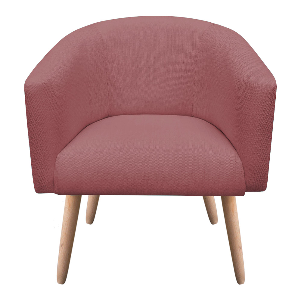 Kit 02 Poltronas Stella Linho Whisky Rosê A106 Pés Palito Natural - D'Rossi