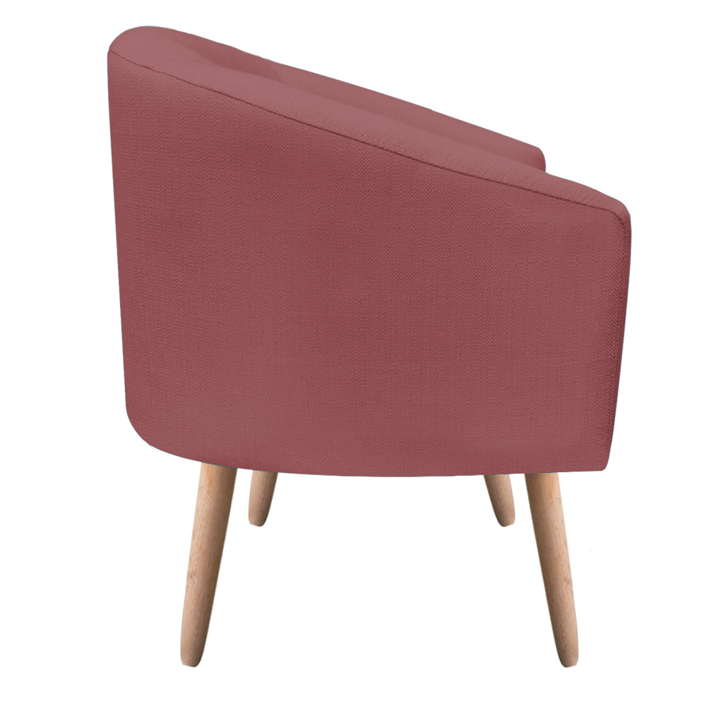 Kit 02 Poltronas Stella Linho Whisky Rosê A106 Pés Palito Natural - D'Rossi