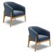 Kit 02 Poltronas Stella Suede Azul Marinho Base Madeira Castanho - D'Rossi