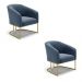 Kit 02 Poltronas Stella Suede Azul Marinho Base Metálica Industrial Dourado - D'Rossi