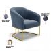 Kit 02 Poltronas Stella Suede Azul Marinho Base Metálica Industrial Dourado - D'Rossi