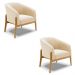 Kit 02 Poltronas Stella Suede Bege Base Madeira Castanho - D'Rossi