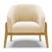 Kit 02 Poltronas Stella Suede Bege Base Madeira Castanho - D'Rossi