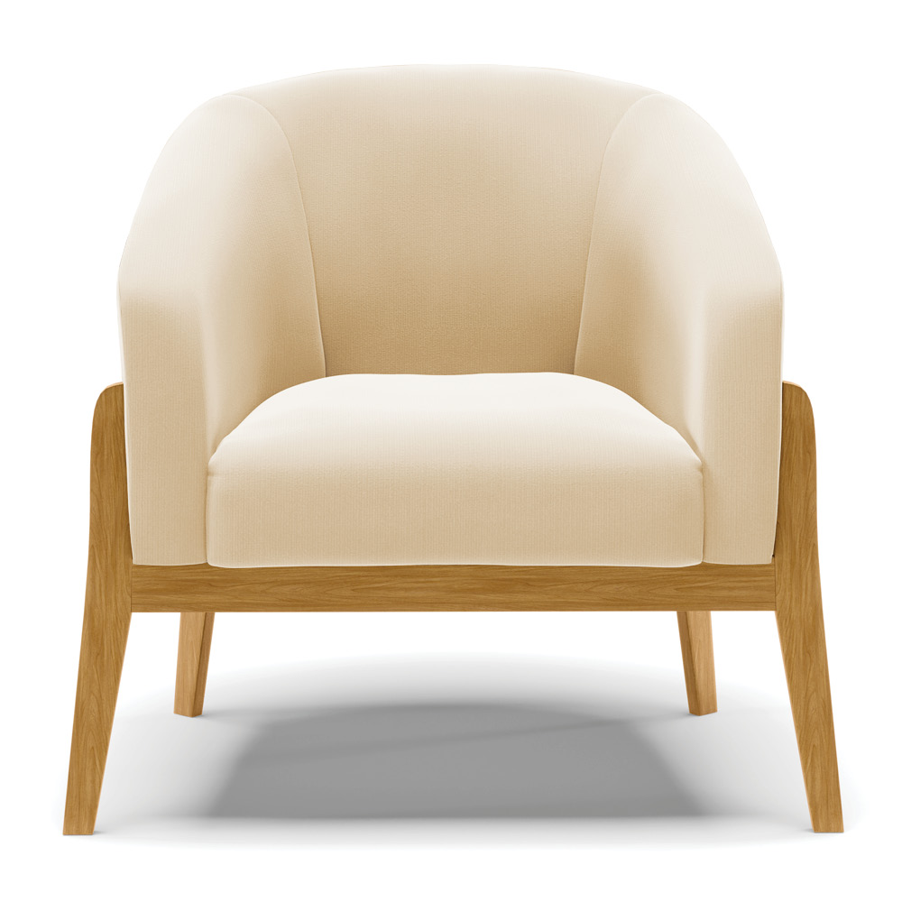 Kit 02 Poltronas Stella Suede Bege Base Madeira Castanho - D'Rossi