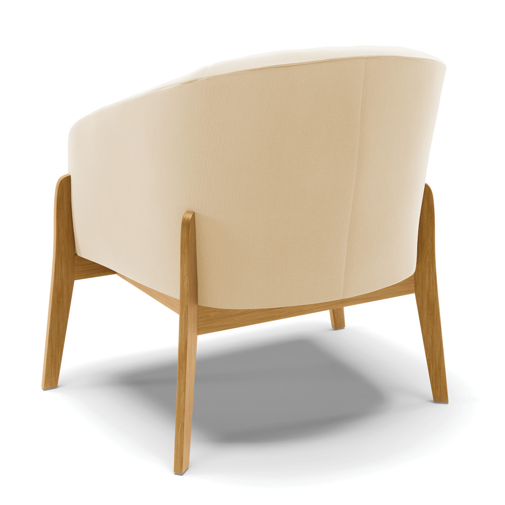 Kit 02 Poltronas Stella Suede Bege Base Madeira Castanho - D'Rossi