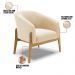 Kit 02 Poltronas Stella Suede Bege Base Madeira Castanho - D'Rossi