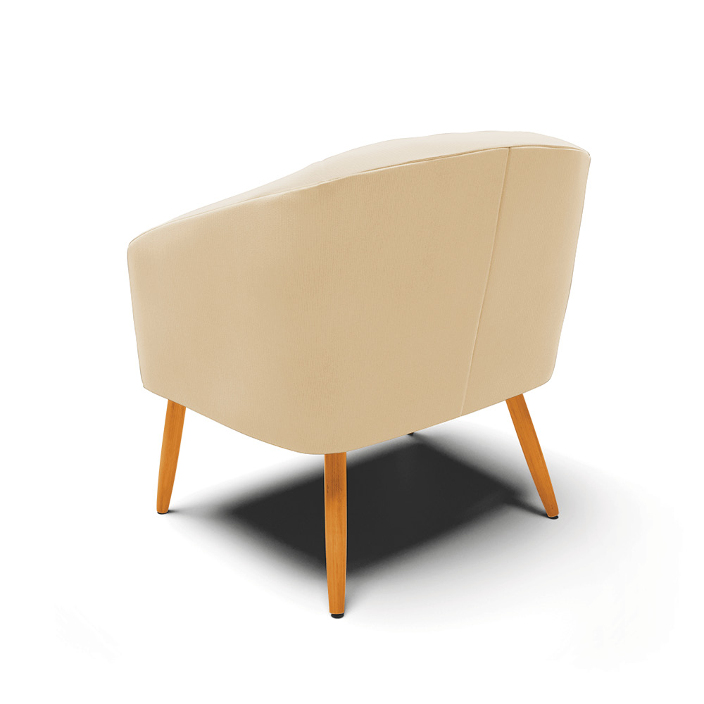 Kit 02 Poltronas Stella Suede Bege Pés Palito Castanho D'Rossi