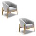 Kit 02 Poltronas Stella Suede Cinza Base Madeira Castanho - D'Rossi