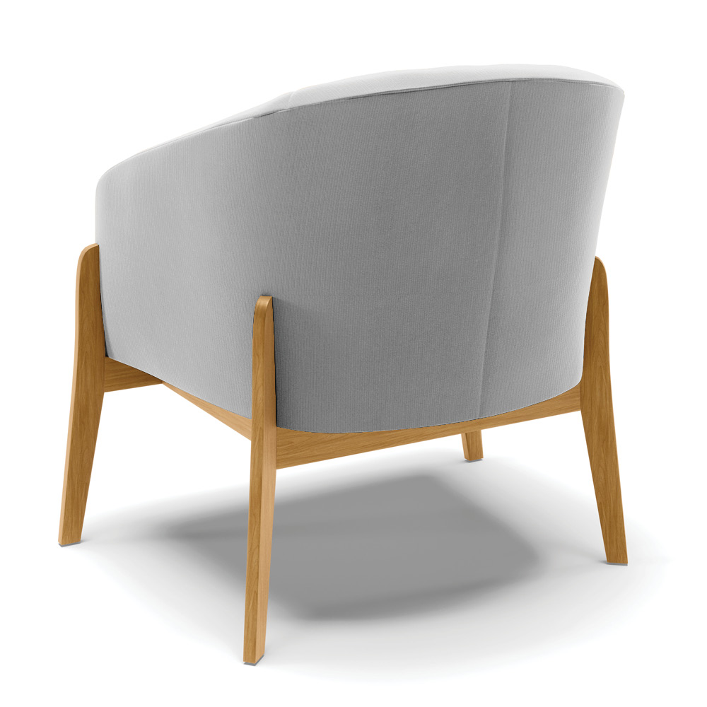 Kit 02 Poltronas Stella Suede Cinza Base Madeira Castanho - D'Rossi
