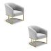 Kit 02 Poltronas Stella Suede Cinza Base Metálica Industrial Dourado - D'Rossi