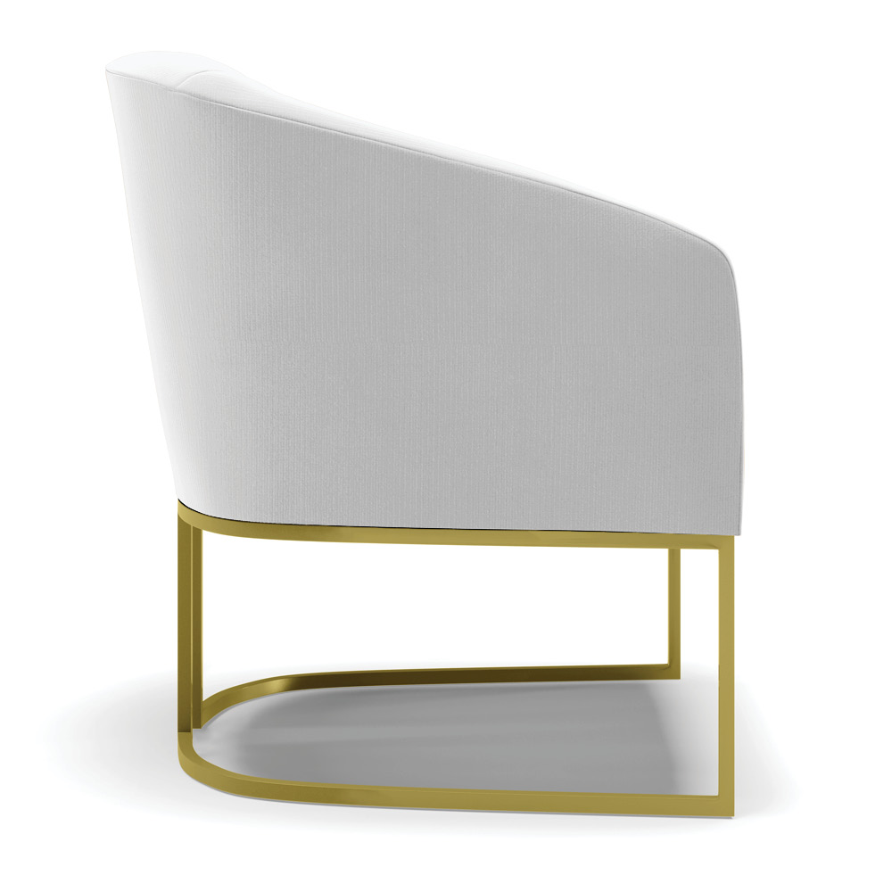 Kit 02 Poltronas Stella Suede Cinza Base Metálica Industrial Dourado - D'Rossi