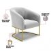 Kit 02 Poltronas Stella Suede Cinza Base Metálica Industrial Dourado - D'Rossi