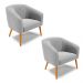 Kit 02 Poltronas Stella Suede Cinza Pés Palito Castanho D'Rossi