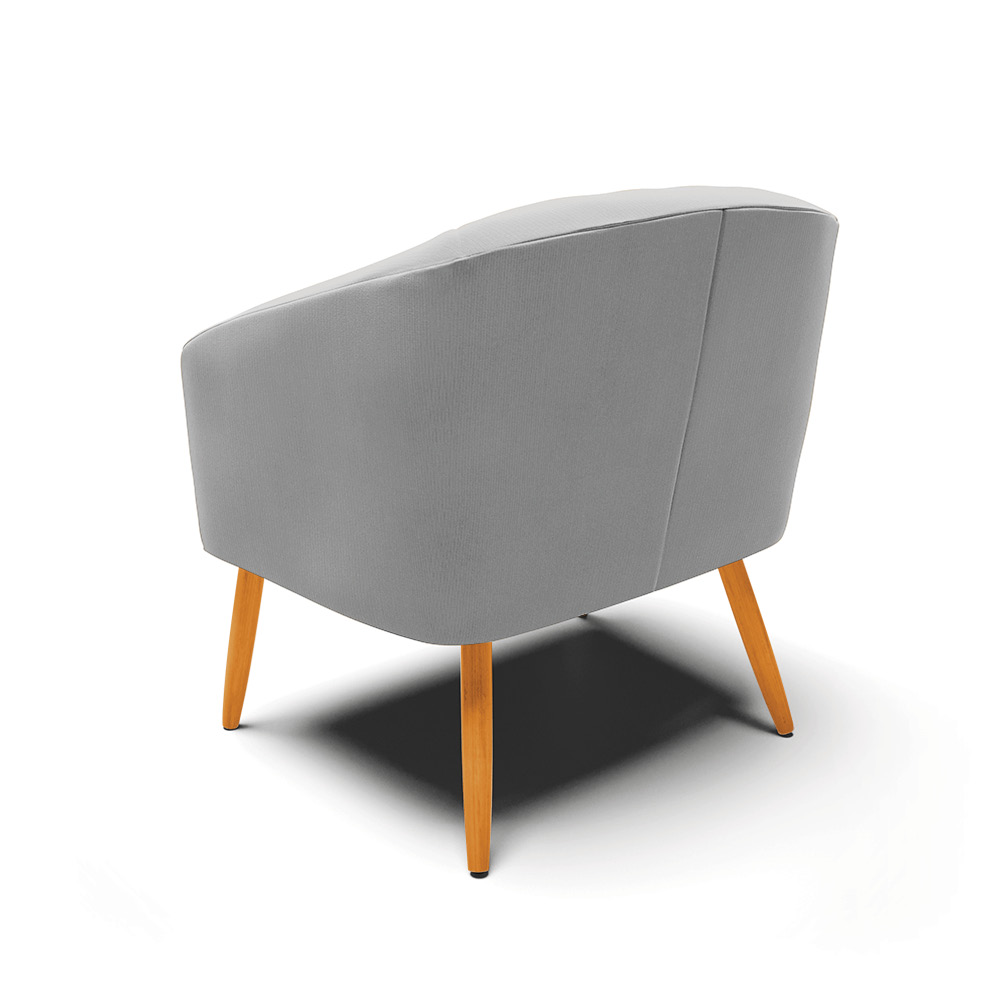 Kit 02 Poltronas Stella Suede Cinza Pés Palito Castanho D'Rossi