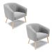 Kit 02 Poltronas Stella Suede Cinza Pés Palito Natural - D'Rossi