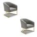 Kit 02 Poltronas Stella Suede Grafite Base Metálica Industrial Dourado - D'Rossi