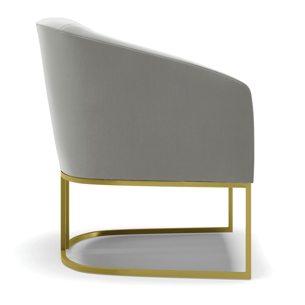 Kit 02 Poltronas Stella Suede Grafite Base Metálica Industrial Dourado - D'Rossi