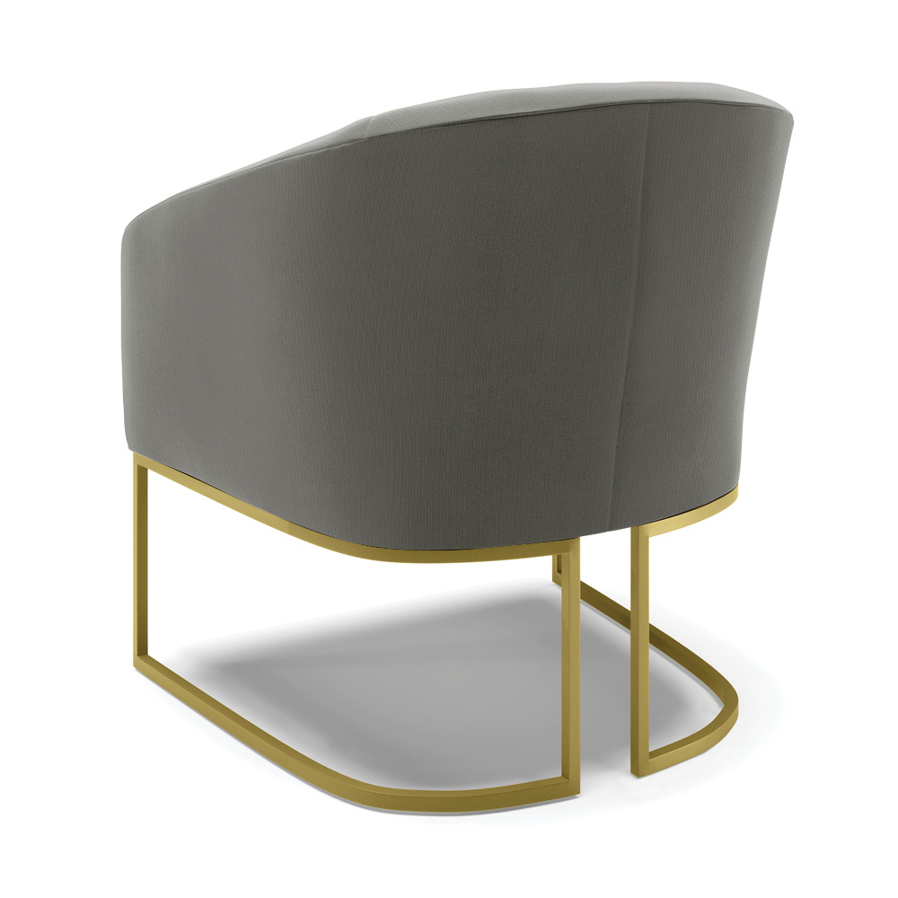 Kit 02 Poltronas Stella Suede Grafite Base Metálica Industrial Dourado - D'Rossi