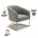 Kit 02 Poltronas Stella Suede Grafite Base Metálica Industrial Dourado - D'Rossi