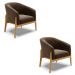 Kit 02 Poltronas Stella Suede Marrom Base Madeira Castanho - D'Rossi