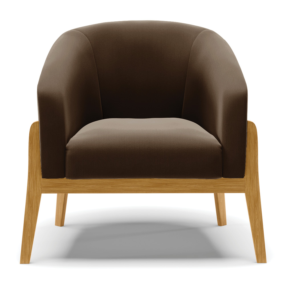 Kit 02 Poltronas Stella Suede Marrom Base Madeira Castanho - D'Rossi