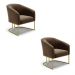 Kit 02 Poltronas Stella Suede Marrom Base Metálica Industrial Dourado - D'Rossi