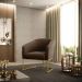 Kit 02 Poltronas Stella Suede Marrom Base Metálica Industrial Dourado - D'Rossi