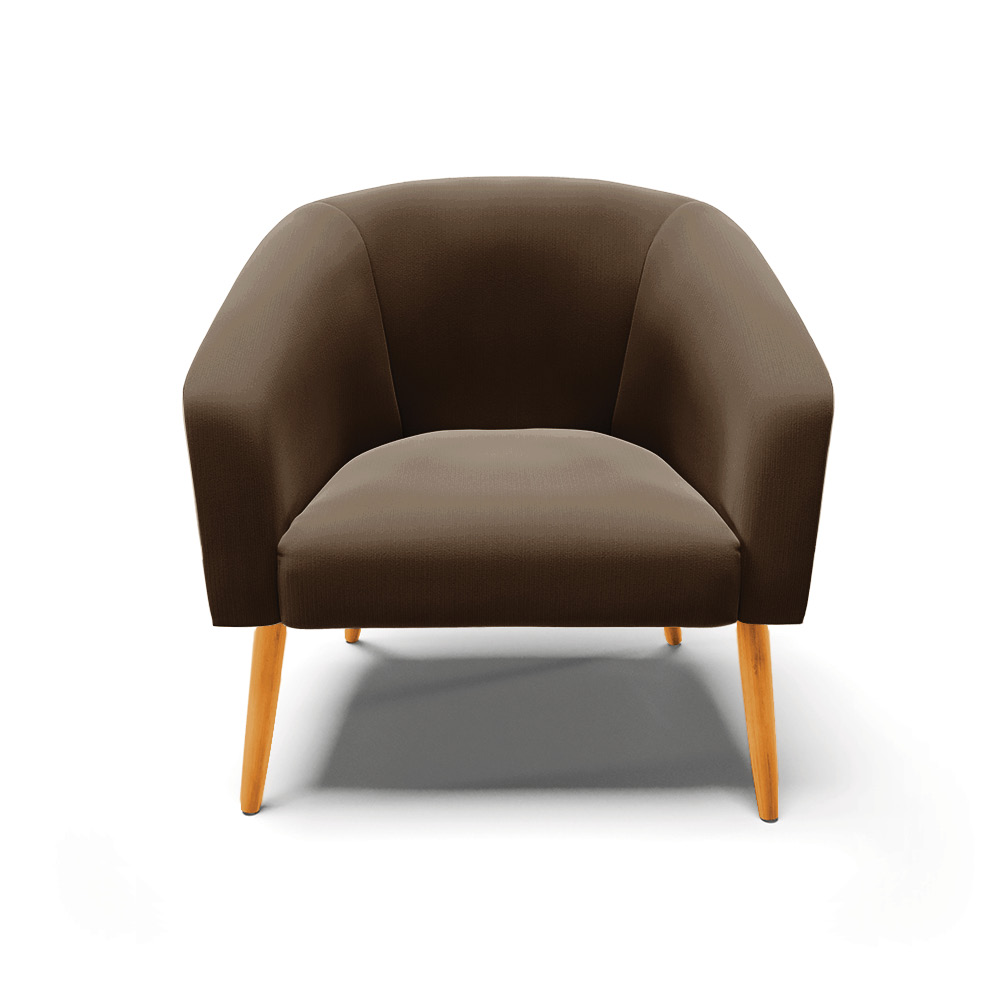 Kit 02 Poltronas Stella Suede Marrom Pés Palito Castanho D'Rossi