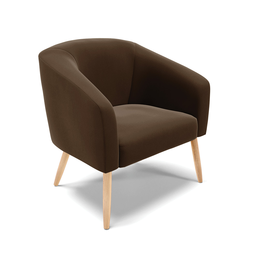 Kit 02 Poltronas Stella Suede Marrom Pés Palito Natural - D'Rossi