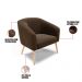 Kit 02 Poltronas Stella Suede Marrom Pés Palito Natural - D'Rossi