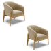 Kit 02 Poltronas Stella Suede Marrom Rato Base Madeira Castanho - D'Rossi
