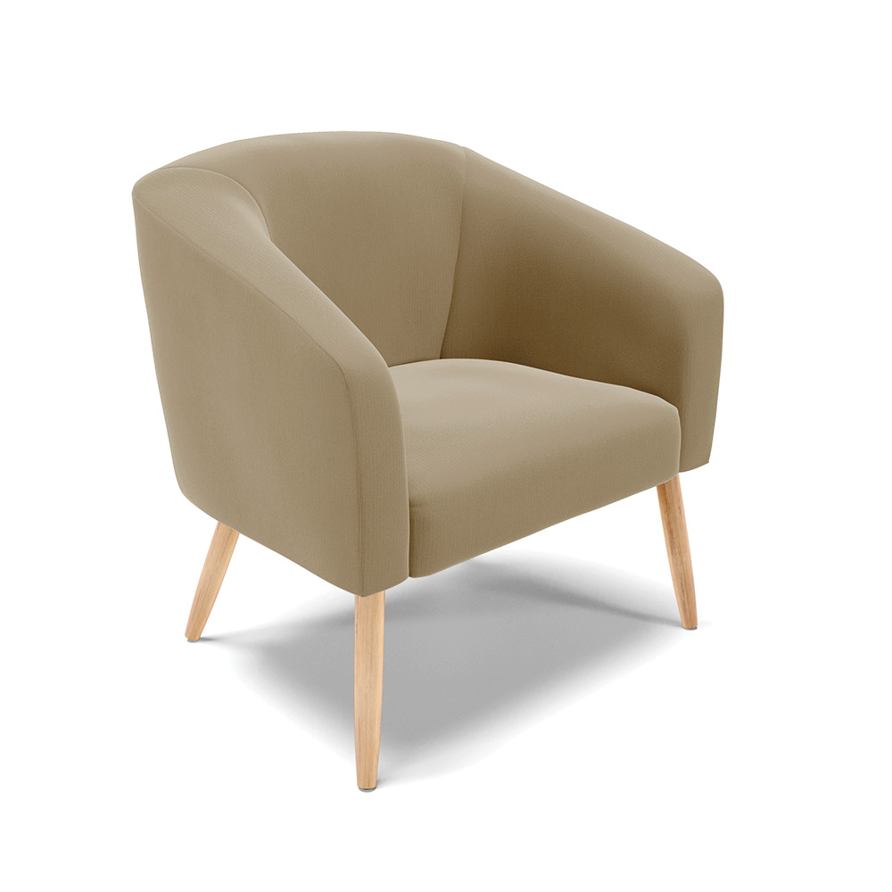 Kit 02 Poltronas Stella Suede Marrom Rato Pés Palito Natural - D'Rossi