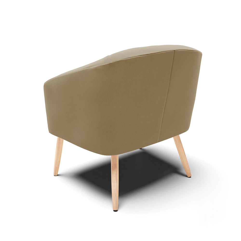 Kit 02 Poltronas Stella Suede Marrom Rato Pés Palito Natural - D'Rossi