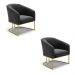 Kit 02 Poltronas Stella Suede Preto Base Metálica Industrial Dourado - D'Rossi